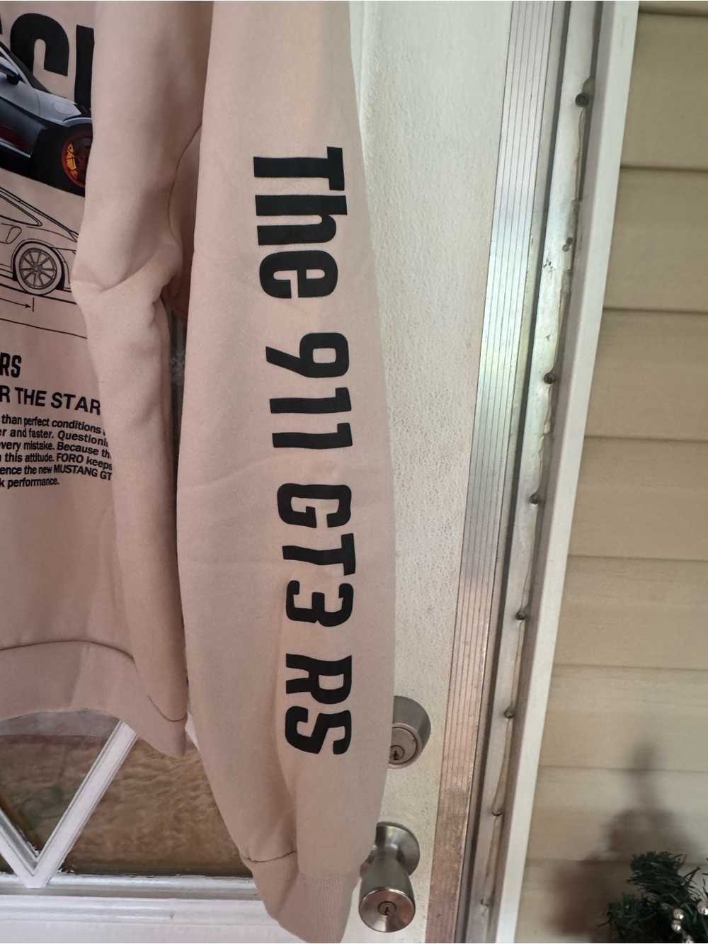 Men's Beige Crewneck Hoodie Pullover - Picture 5 of 7